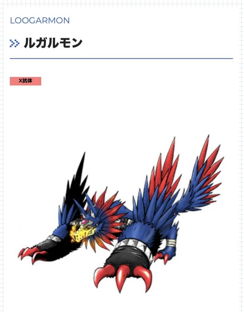 ルガルモン　成熟期　魔獣型　ウイルス種　X抗体